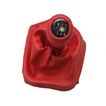 Topuzlu Vites Körüğü E46 -6 İleri- Man.Şanz; Kırmızı Suni Deri Işıklı -///M-